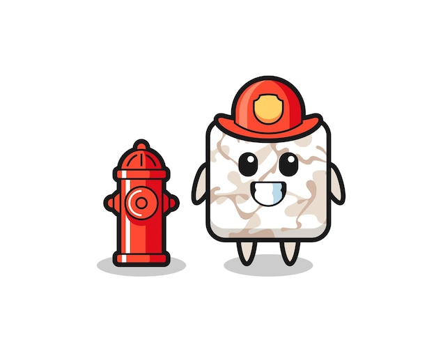 Mascot character of ceramic tile as a firefighter