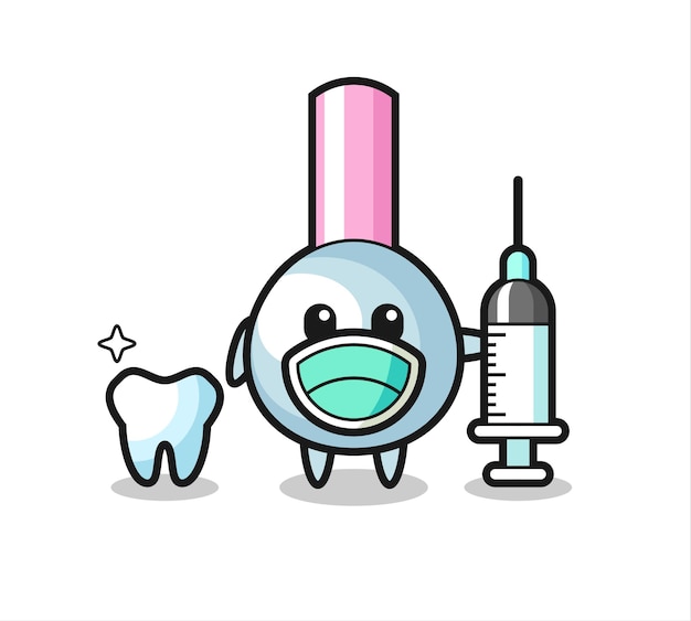 Mascot character of cotton bud as a dentist , cute style design for t shirt, sticker, logo element