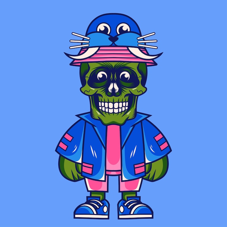Vector mascot character design cartoon walrus hat