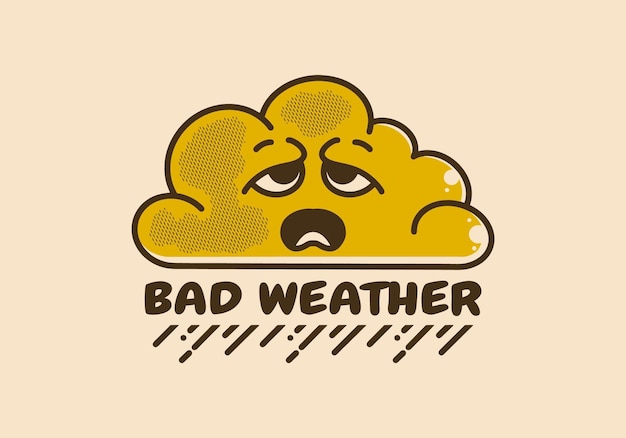 Mascot character design of a cloud with sad face