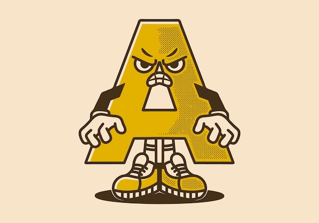 Mascot character design of A letter with an angry expression