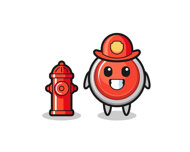 Mascot character of emergency panic button as a firefighter