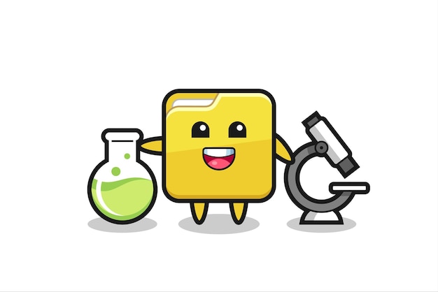Mascot character of folder as a scientist