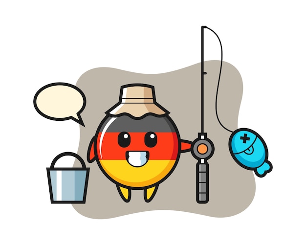 Mascot character of germany flag badge as a fisherman