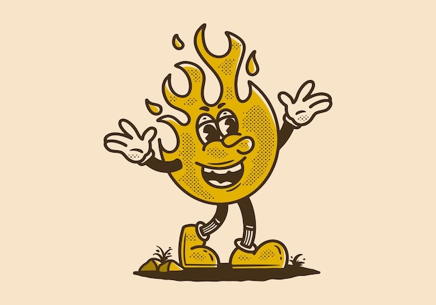 Mascot character illustration of a fire with happy expression