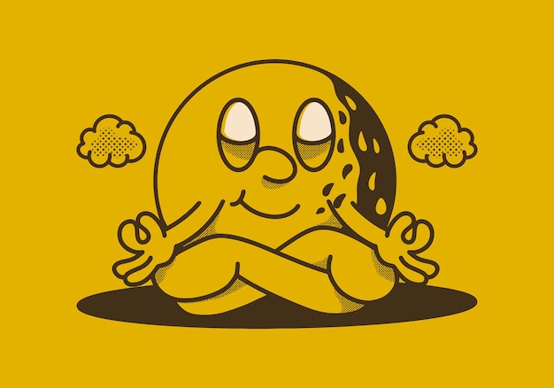 Mascot character illustration of golf ball in meditation pose