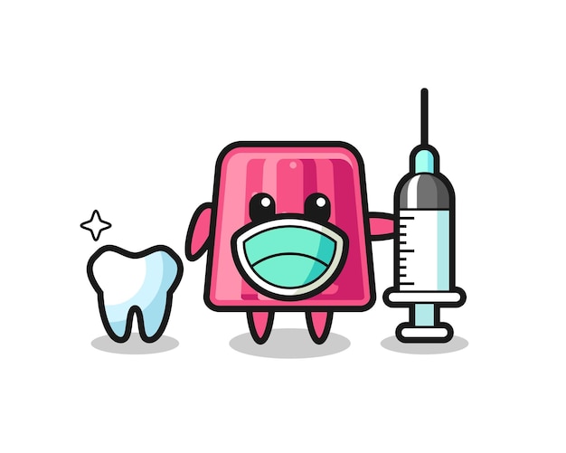 Mascot character of jelly as a dentist cute design