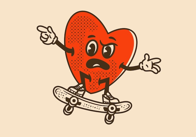 Талисман сердца прыгает на скейтборде