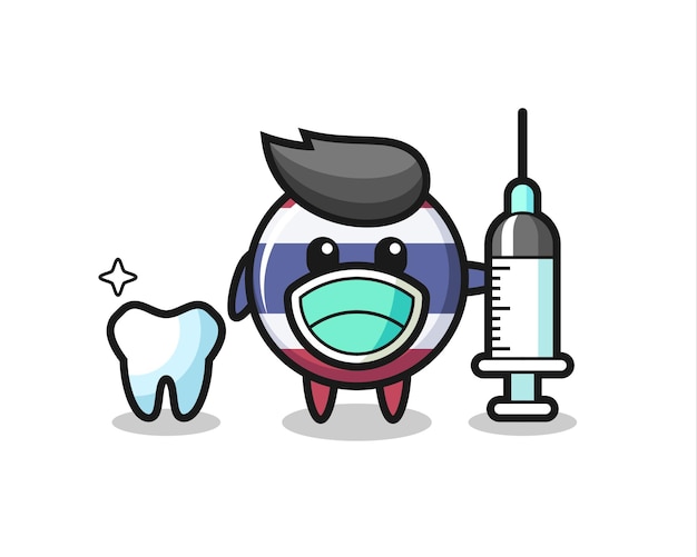치과 의사로 태국 국기 배지의 마스코트 캐릭터