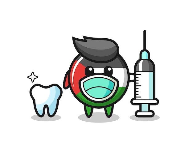 Mascot character of palestine flag badge as a dentist , cute style design for t shirt, sticker, logo element