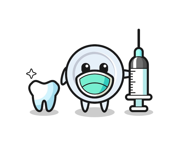 Personaggio mascotte del piatto come dentista