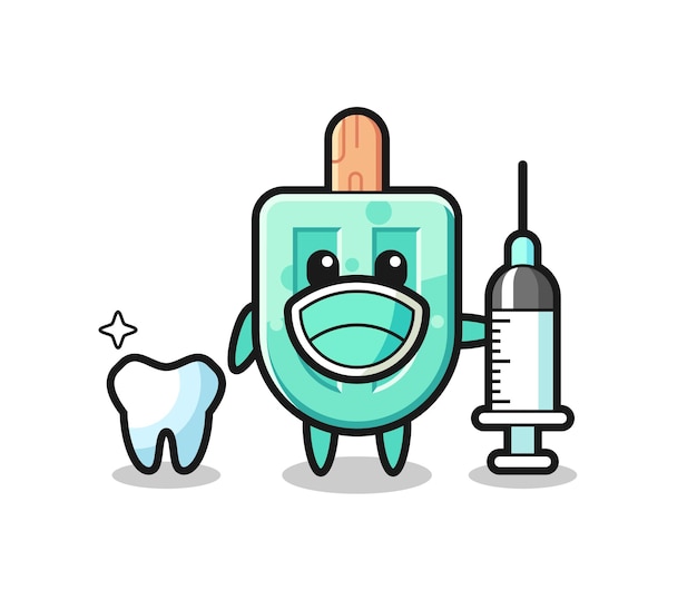 Mascot character of popsicles as a dentist  cute design