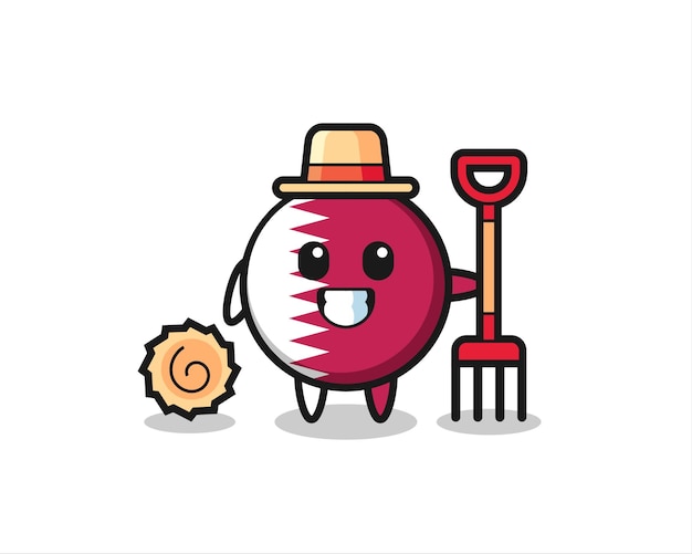 Mascot character of qatar flag badge as a farmer , cute style design for t shirt, sticker, logo element