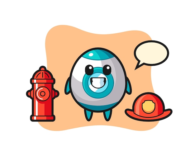 Mascot character of rocket as a firefighter  cute style design for t shirt sticker logo element