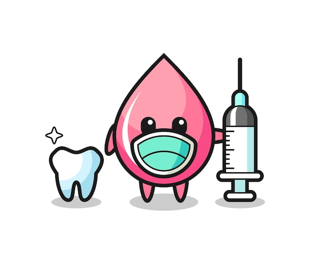 Mascot character of strawberry juice drop as a dentist