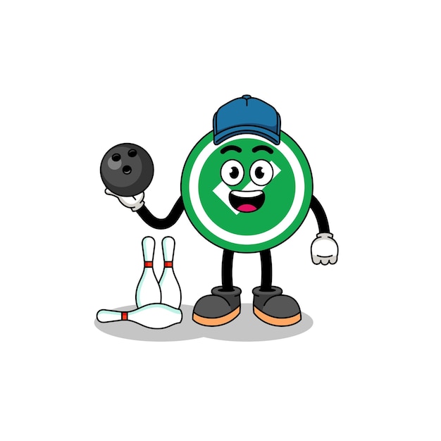 Mascot of check mark as a bowling player character design