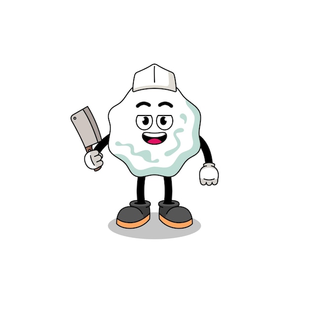 mascot of chewing gum as a butcher