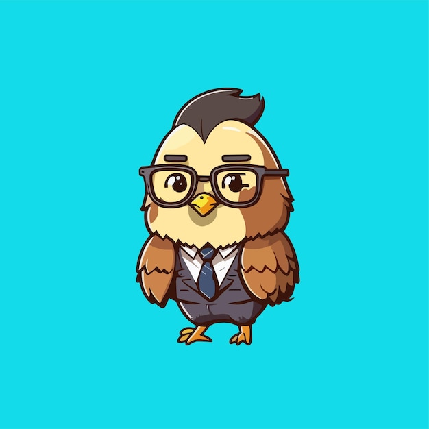 Mascot for a chicken wearing a uniform like a office worker and businessman flat cartoon design