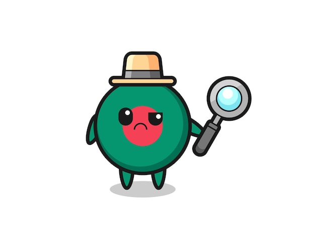 The mascot of cute bangladesh flag badge as a detective