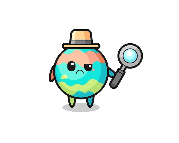 The mascot of cute bath bombs as a detective , cute style design for t shirt, sticker, logo element