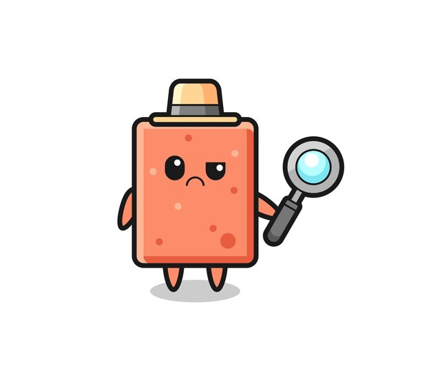 The mascot of cute brick as a detective cute design
