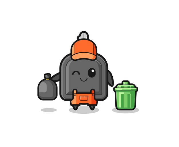 The mascot of cute car key as garbage collector cute design