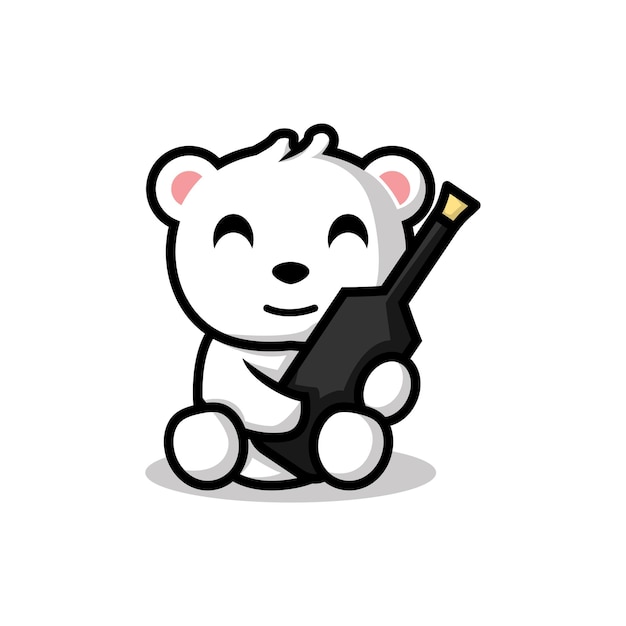 Mascot cute cartoon character vector illustration A polar bear is hugging a bottle