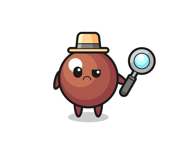 The mascot of cute chocolate ball as a detective