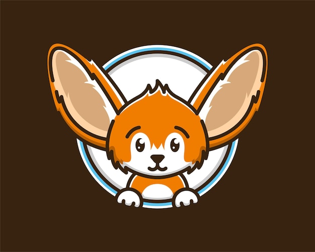 마스코트 귀여운 Fennec 여우 귀 동물 초상화 만화 재미 아이 아이 캐릭터 일러스트 벡터