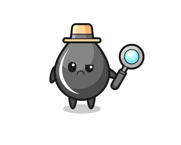 The mascot of cute oil drop as a detective