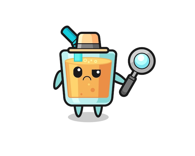 The mascot of cute orange juice as a detective cute style design for t shirt sticker logo element