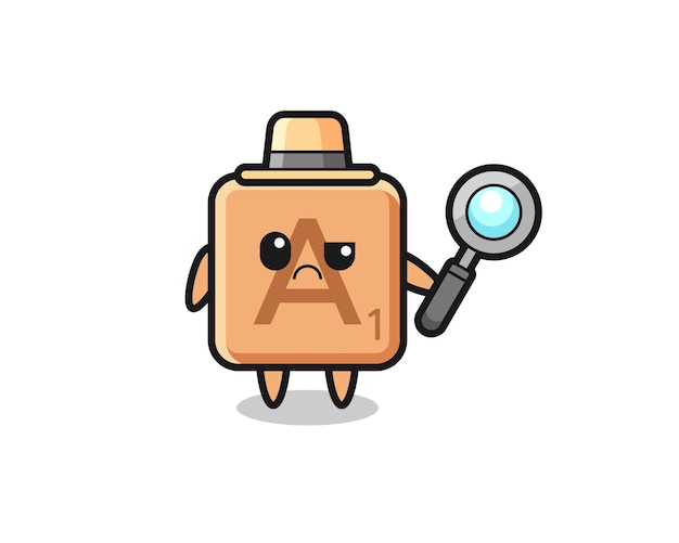 The mascot of cute scrabble as a detective