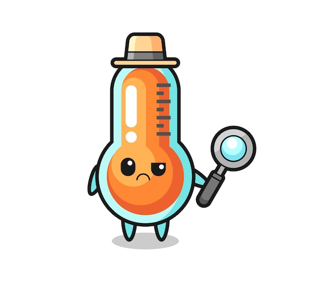 The mascot of cute thermometer as a detective , cute style design for t shirt, sticker, logo element