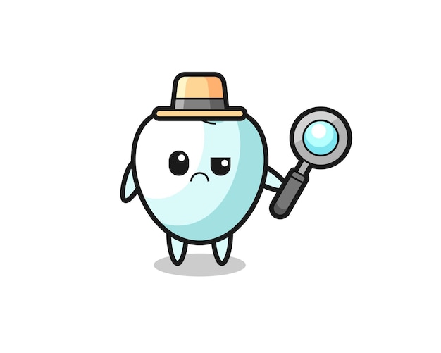 The mascot of cute tooth as a detective