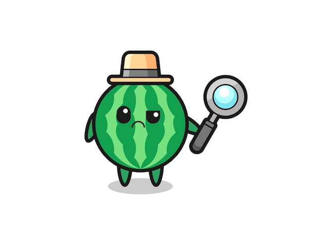 The mascot of cute watermelon as a detective