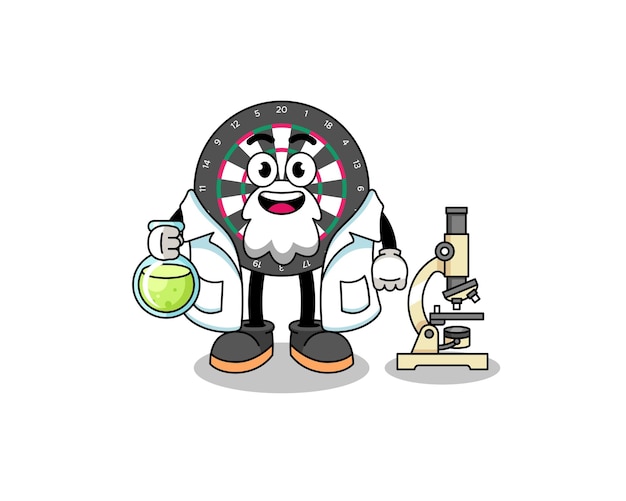 Mascot of dart board as a scientist