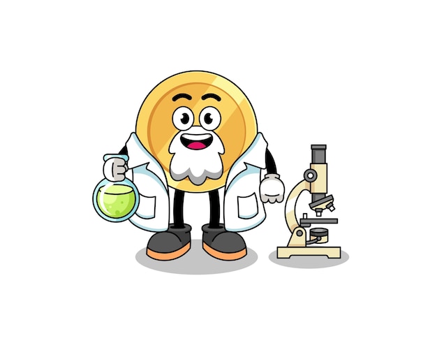 Mascot of dollar coin as a scientist character design