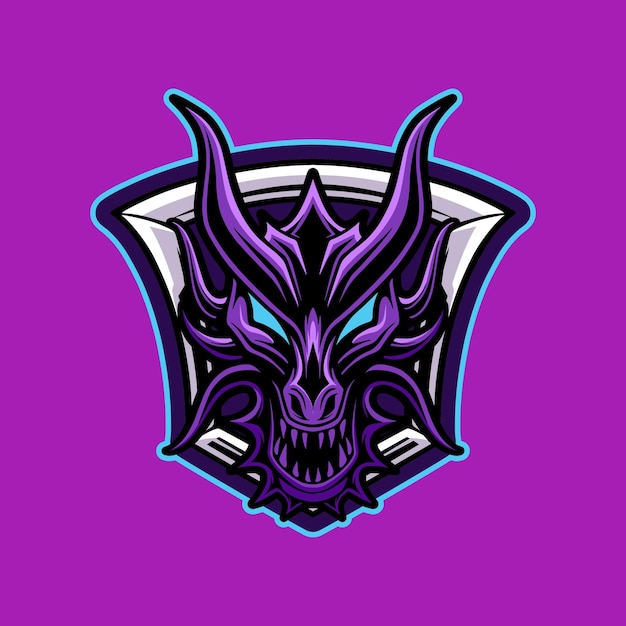 Mascot drakenkop esport logo-ontwerp