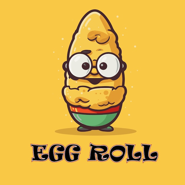 Mascot Egg Roll flat vector design