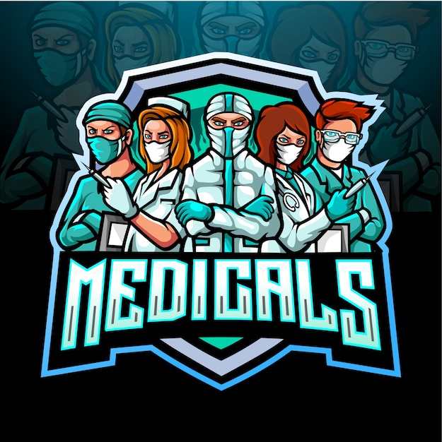 The mascot esport logo of the medical team with medical mask