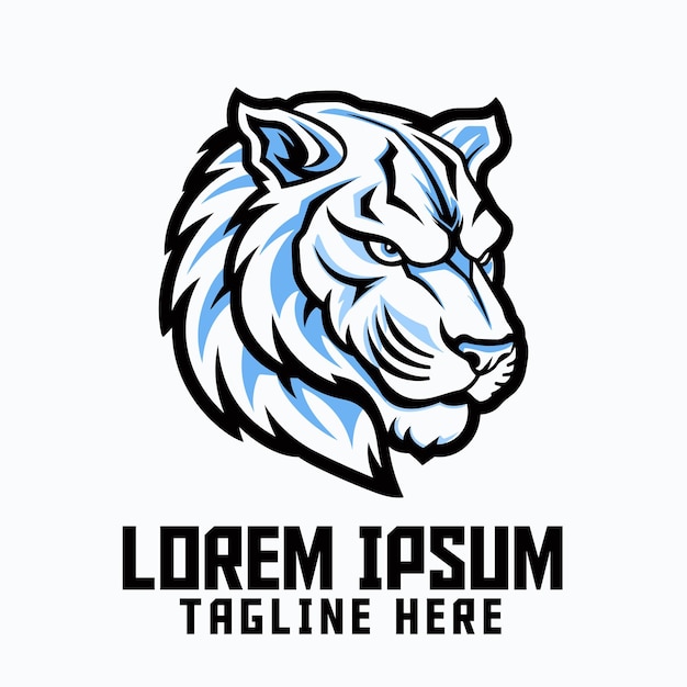 Mascot Head Logos for Sport and Esport White Tiger and Snow Leopard Animal Templates