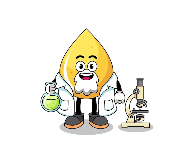 Mascot of honey drop as a scientist