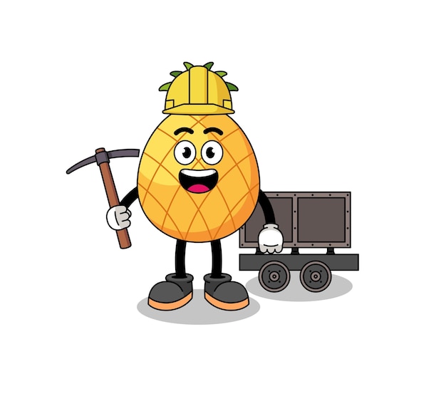 Mascot Illustratie van ananas mijnwerker