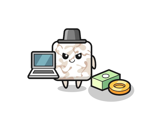 Mascot Illustratie van keramische tegels als hacker