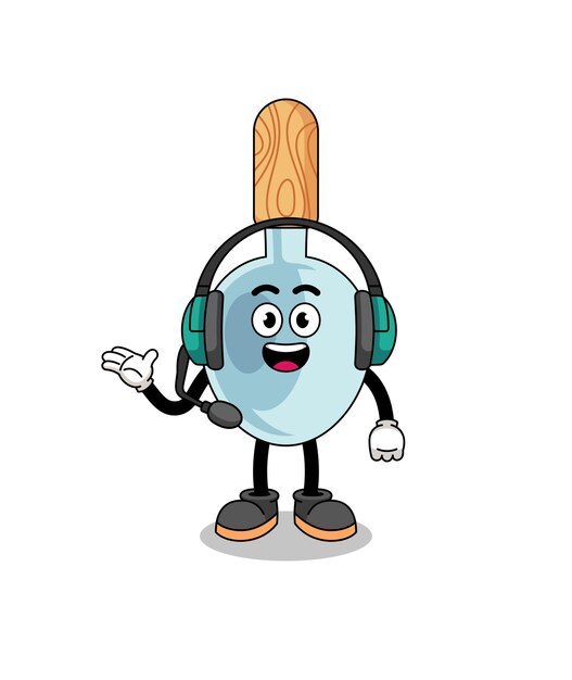 Vector mascot illustratie van kooklepel als klantenservice