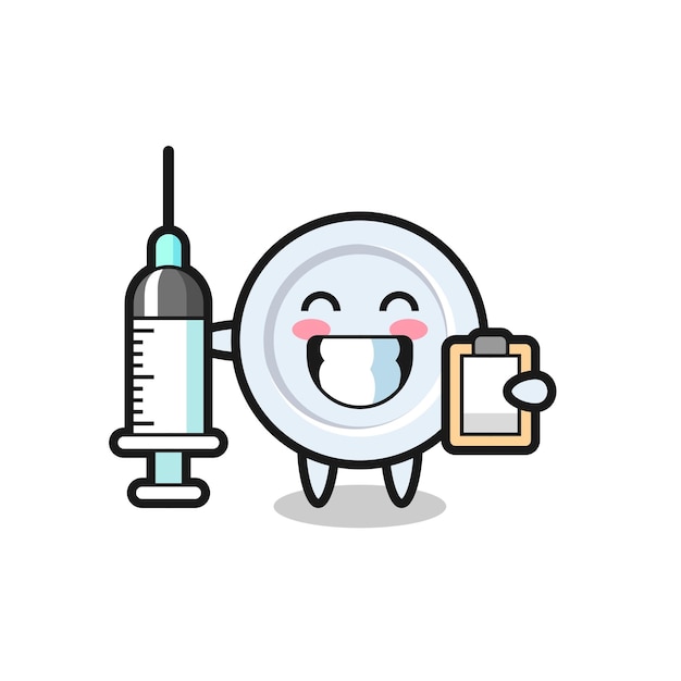 Mascot Illustratie van plaat als arts