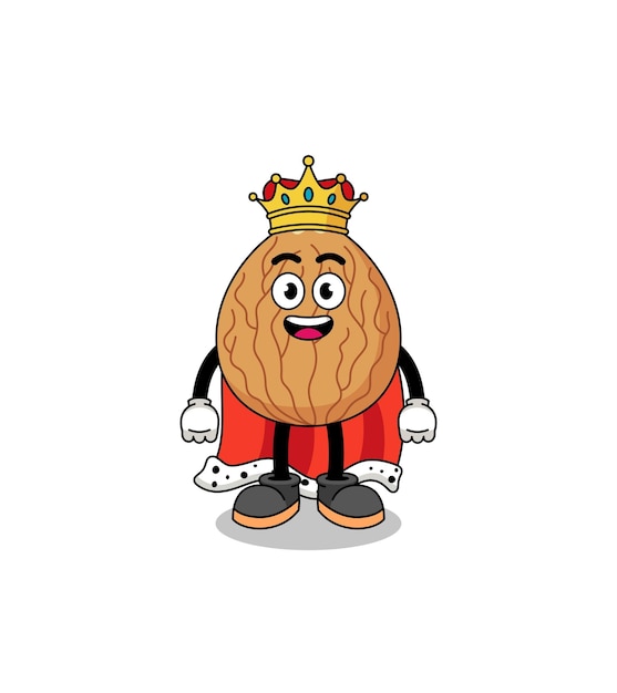 Mascot illustrazione del design del personaggio del re mandorla