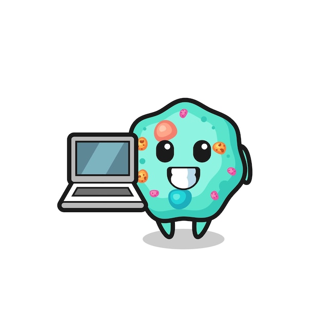 Mascot Illustration of amoeba with a laptop