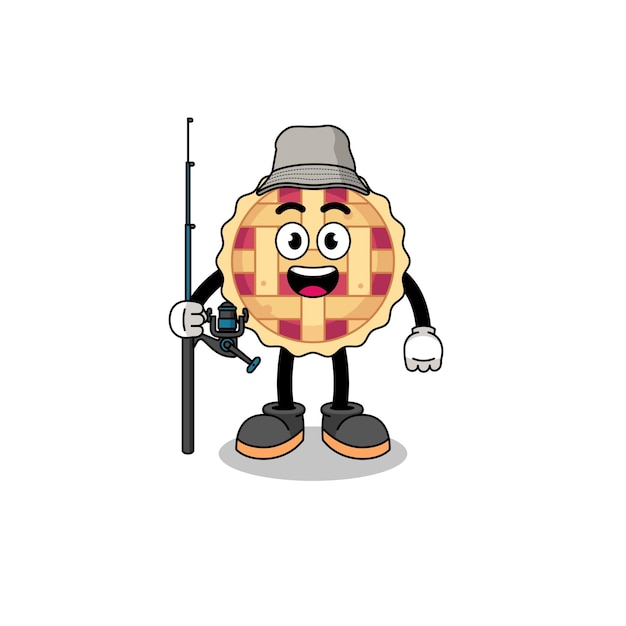 Mascot Illustration of apple pie fisherman