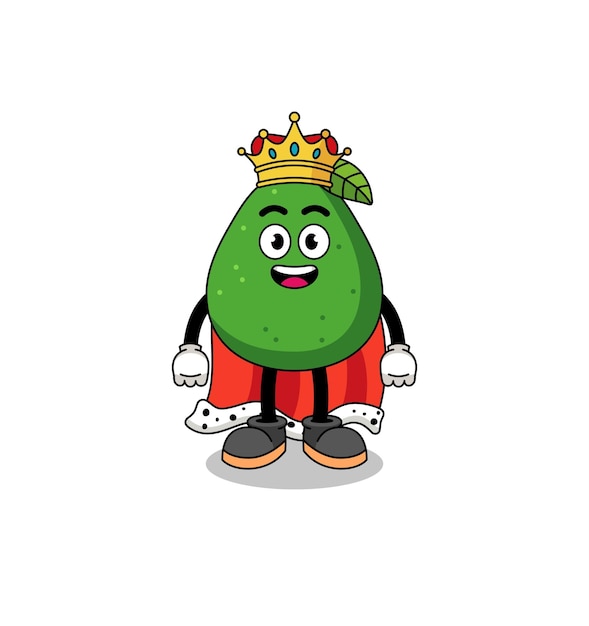 Mascot illustrazione del design del personaggio del re della frutta di avocado
